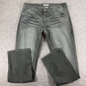 M. Society Premium Mens‎ Gray Faded Straight Leg Jeans 40x34 Crosshatch